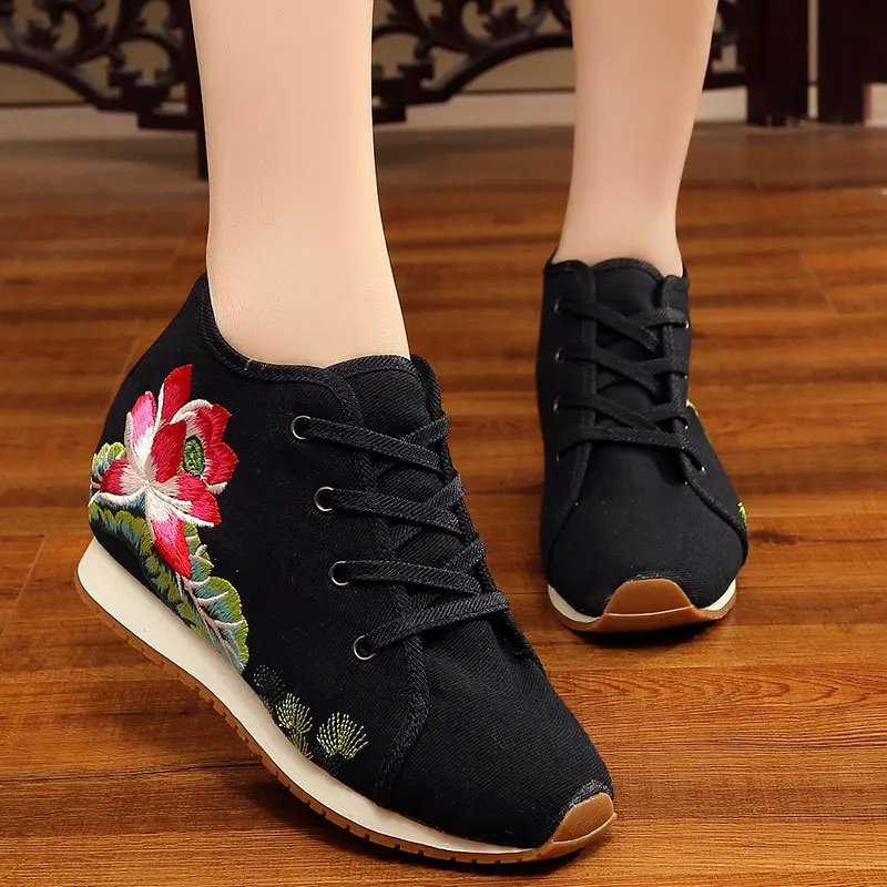 

Винтажные женские туфли YRZP со средним верхом, на шнуровке, хлопковые туфли для путешествий, новый дизайн, Женская Повседневная холщовая обу...