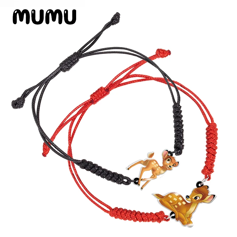 2021 НОВЫЙ Бэмби с белкой акриловый регулируемый браслет красный черный ручная