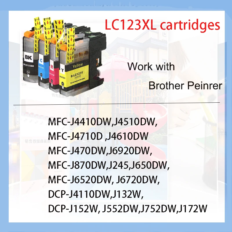 1 комплект или 4BK LC121 LC123 LC123XL LC-123 Совместимый картридж с чернилами для Brother MFC-J4610DW