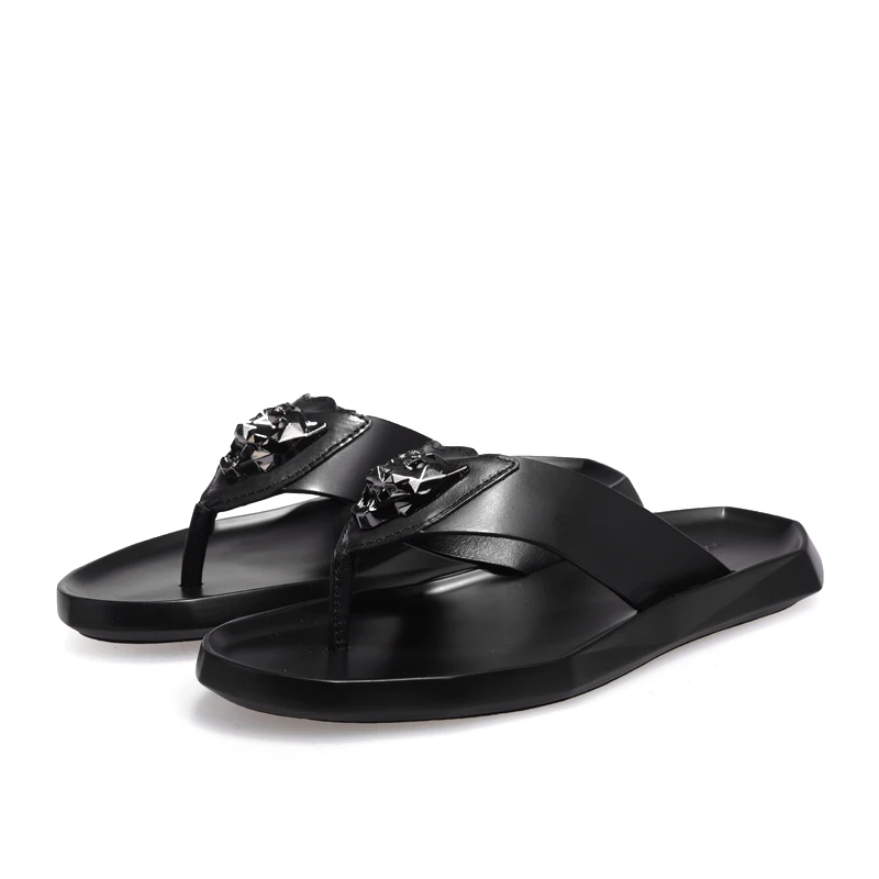Black Flops Flat Heel Summer Beach Sandals for Men New Hot 2018 Male Slippers Size Euro 38-46