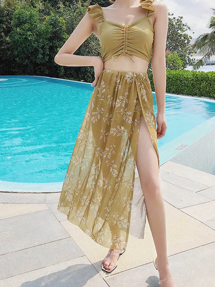 Набор танкини в Корейском стиле купальный костюм для женщин пикантные бикини с