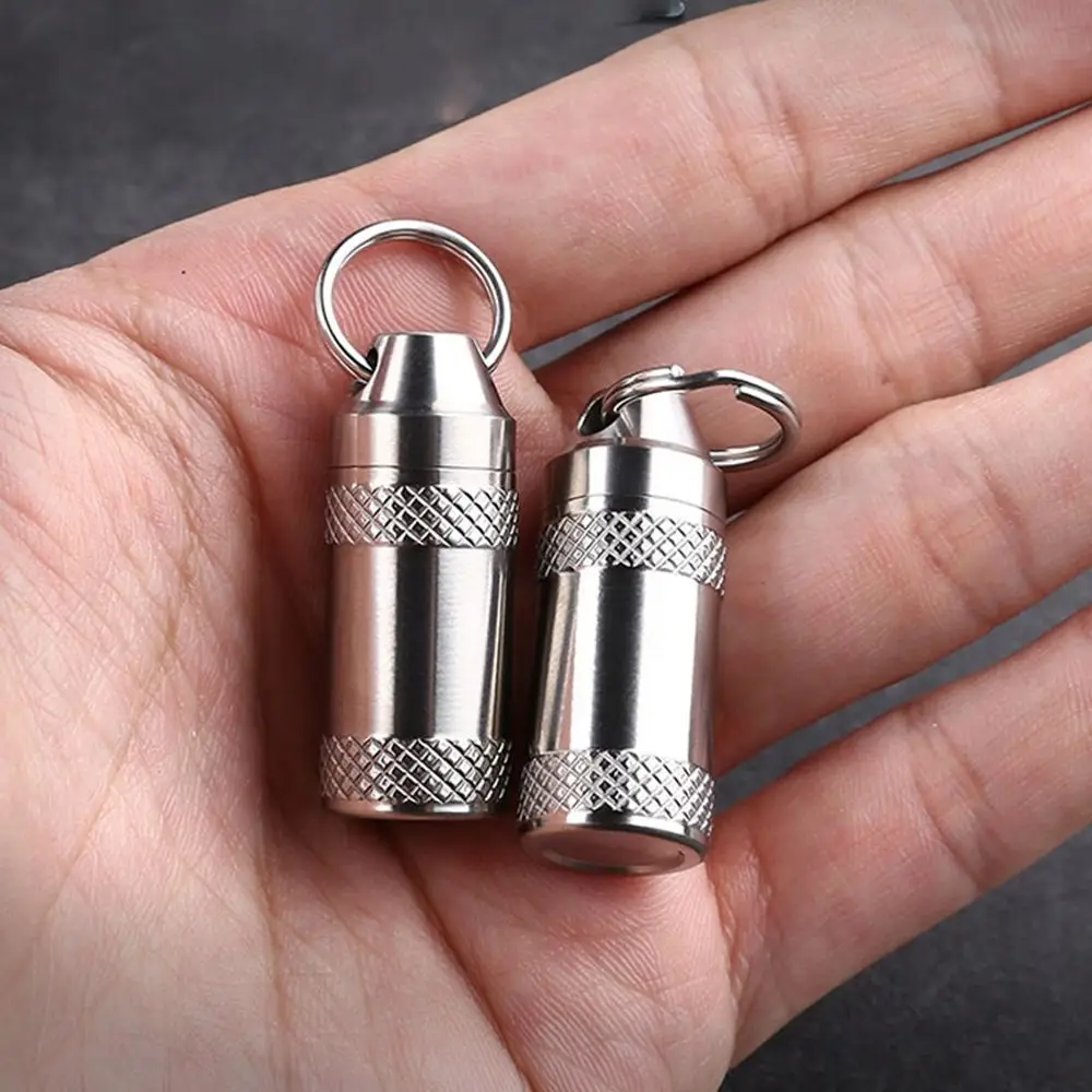 

Accessories Titanium Alloy Portable Mini Moisture-proof Waterproof Canister Medicine Seal EDC Tool Capsule Bottle