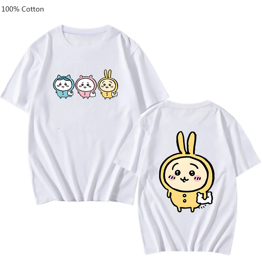 

Chiikawa Fashion Anime T-shirts Short Sleeve Manga Tshirt Kawaii Cartoon 100% Cotton Tee-shirt Soft Graphic Men/women T Shirt