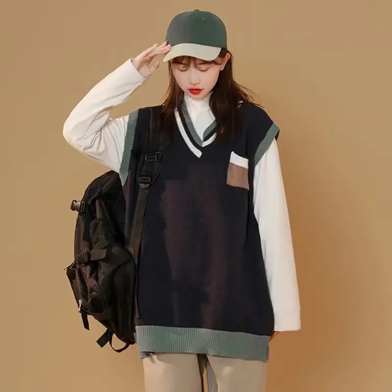 Асимметричный Трикотажный жилет с V-образным вырезом складная шерстяная одежда в