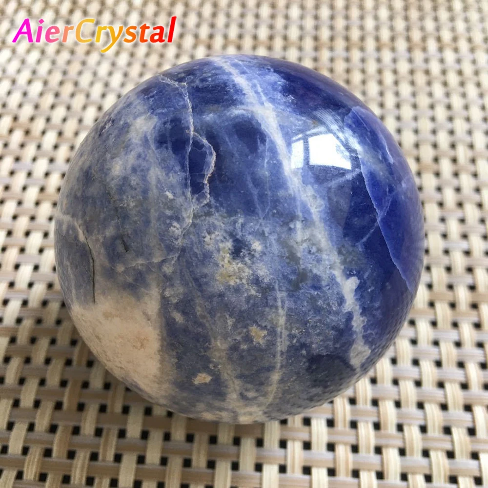 Natural Blue-vein Crystal Ball Polished Reiki Globe Massaging Ball Healing Stone Home Decoration Exquisite Gifts Souvenirs 1PC