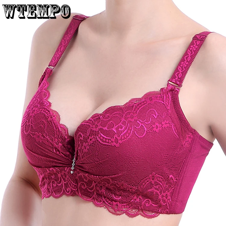 

Sexy Lace Bras Women Plus Size D E Cup Gather Bra Fancy Underwear Thin Breathable Steel Ring Push Up Bralette Sensual Lingerie