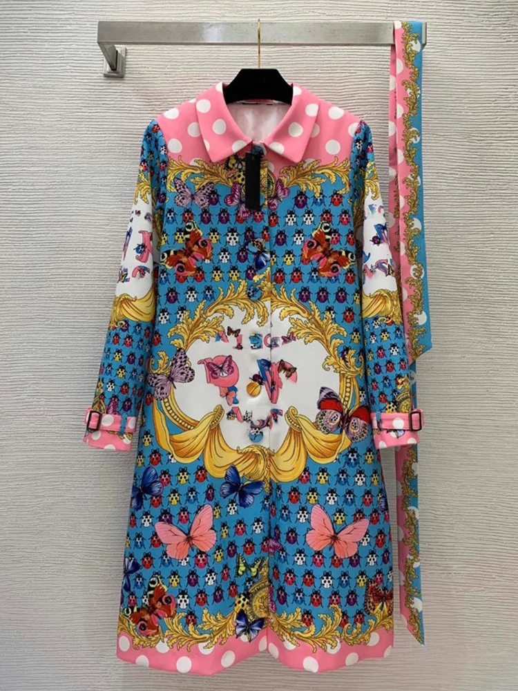 Женское платье-рубашка в горошек с геометрическим принтом