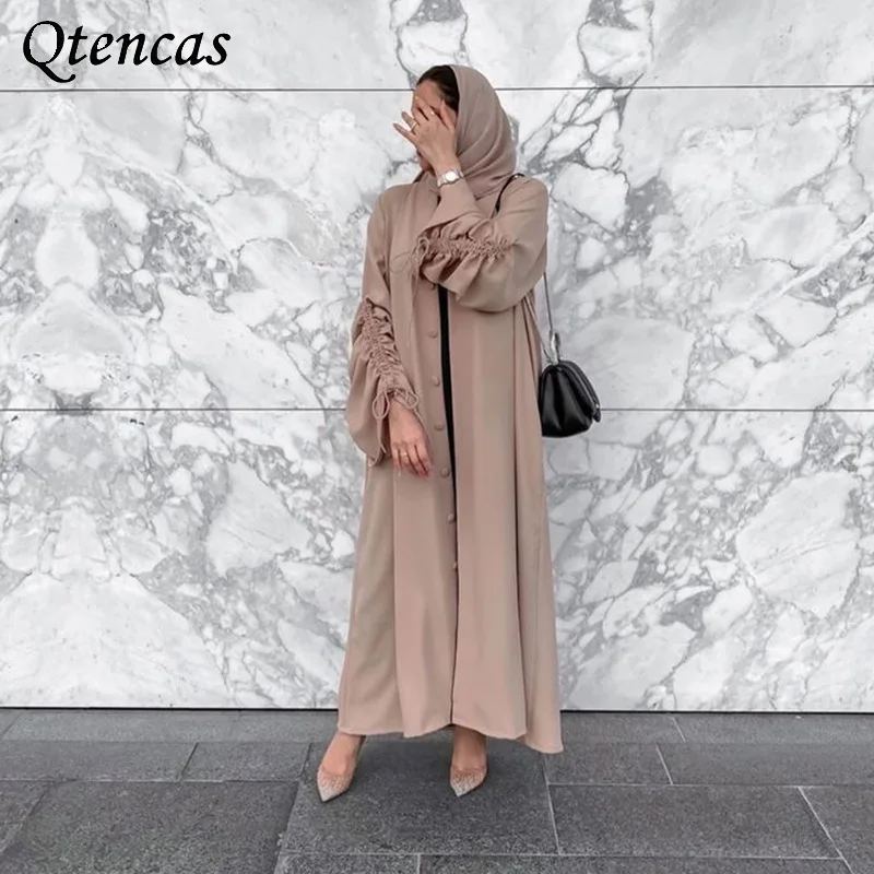 ИД открытая абайя кимоно кардиган сплошной цвет мусульманская мода хиджаб платье кафтан Рамадан ислам абайя для женщин Дубай Djellaba Femme