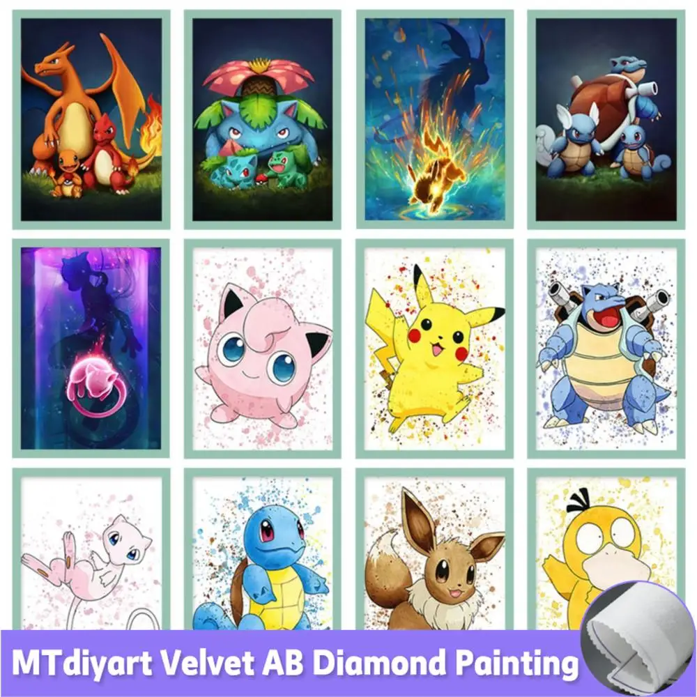 

Pikachu Diamond Painting AB Pokemon Full Character 5D Cartoon Full Drill Mosaic Rhinestones Cross Stitch Embroidery Home Decor