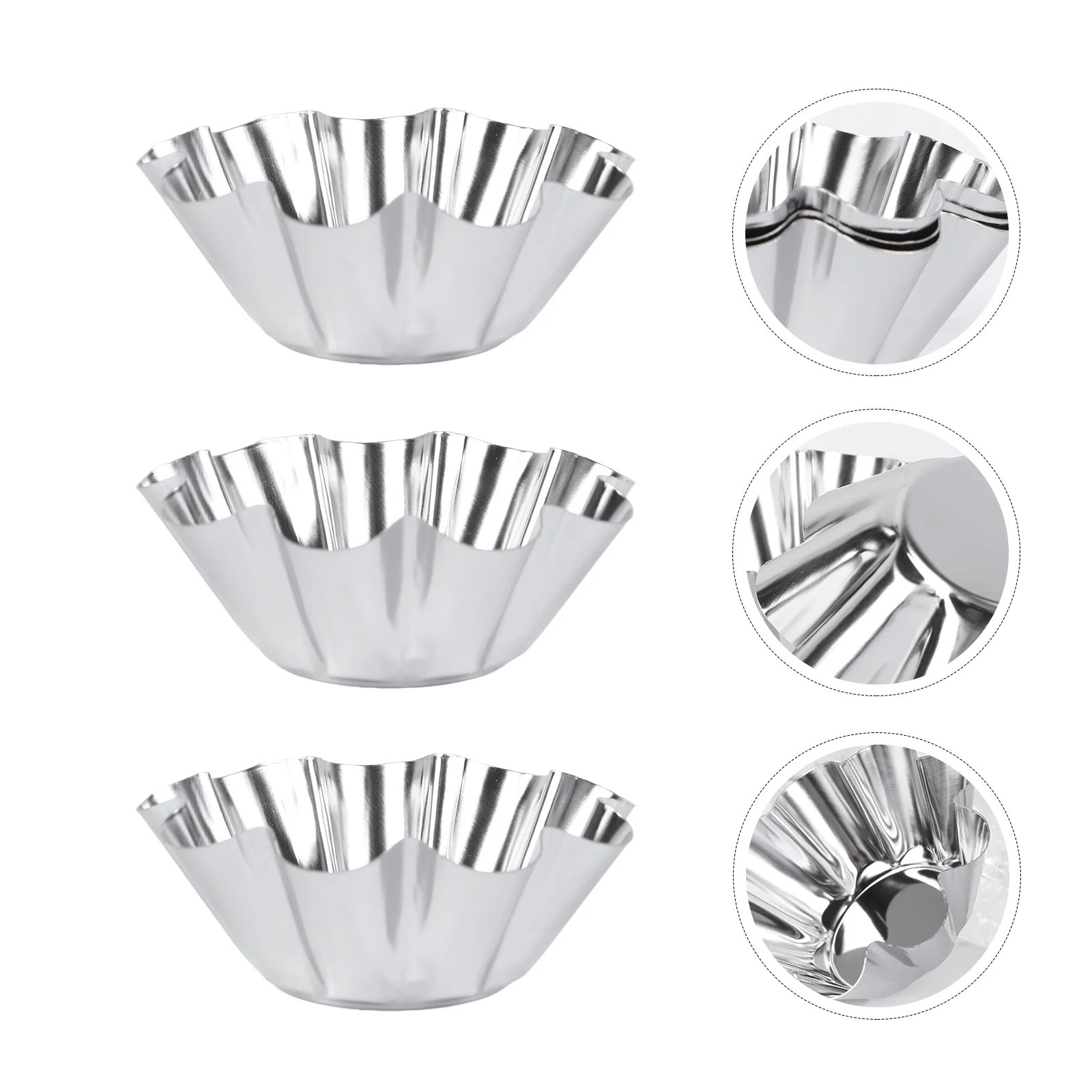 

6 Pcs Mold Stainless Steel Tart Pans Circle Cookie Cutters Muffin Cup Flower Cake Non-stick