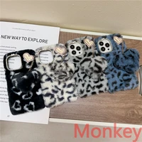 fashion leopard print winter soft plush phone case for iphone 13 pro max case 12 11 x xr xs 6s 7 8 plus 5s se 3 shockproof coque