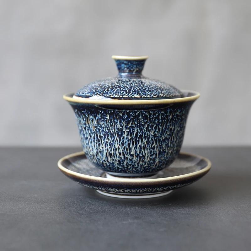 

blue ceramic gaiwan chinese kung fu tureen tea makers