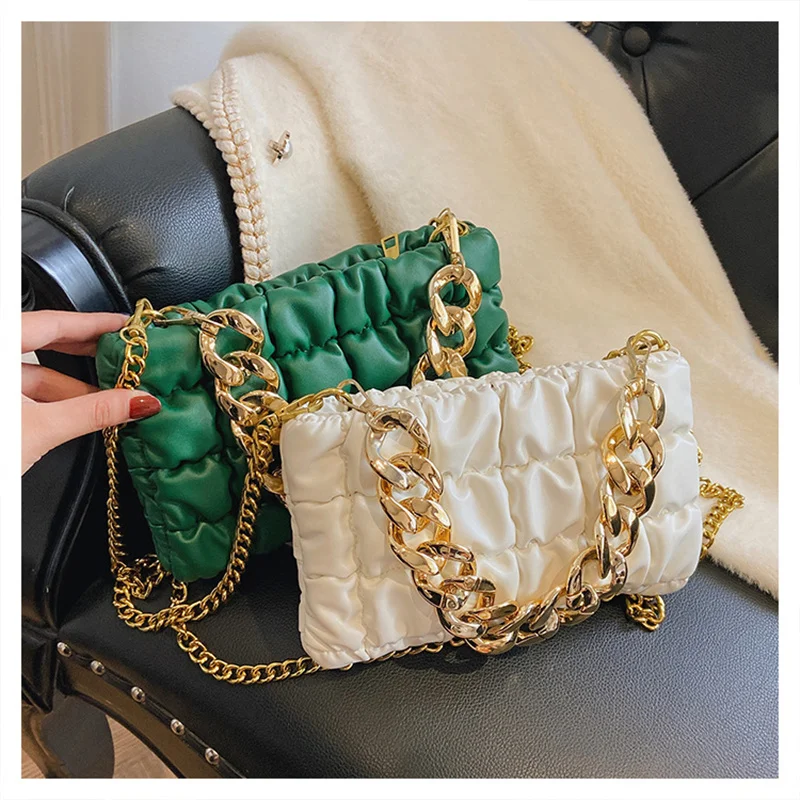 

Luxury Handbags Women Fashion Pleated Shoulder Bag Soft Leather Crossbody Bags for Women 2022 Chain Clutches Girl Tote Bags