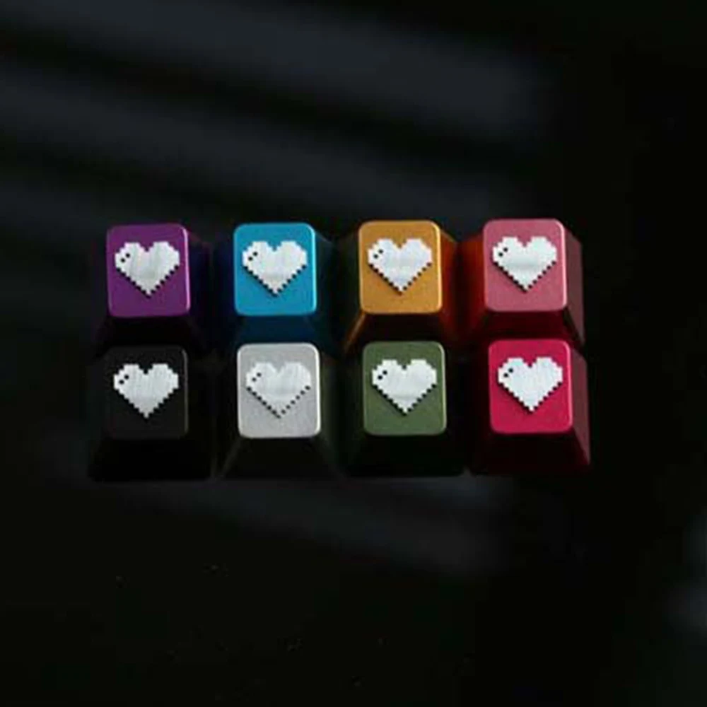 

Pixel Heart-shaped Aluminum Alloy CNC Keycaps For Cherry Mx Switch Mechanical Gaming Keyboard Cherry Profile R4 Metal Keycaps