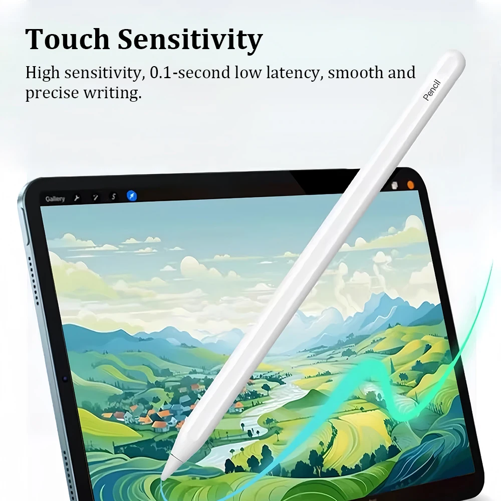 Фото Стилус для Apple Pencil для iPad 11-го поколения A16, 10-го, 9-го поколений, Air 11 M4 M3 M2, 5, 4, Pro 13, 12.9 M5, Mini 7, 6, Bluetooth-сенсорные ручки №3