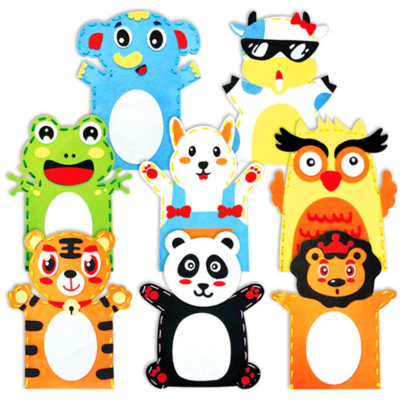 

3Pcs Kawaii Animal Hand Puppet Kids DIY Craft Knutselenspulletjes Voor Kinderen Creative Material Jouet Enfant 4 5 6 7 9 Ans