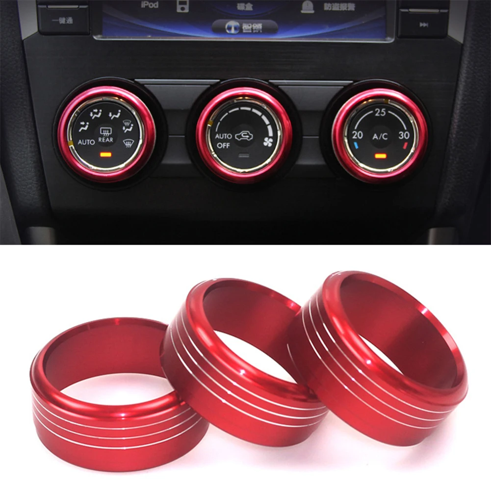 

3pcs Red for Subaru Forester 2013-2018 Air Conditioner Knob Decorative Ring XV Impreza Special Modified Decorative Bright Ring