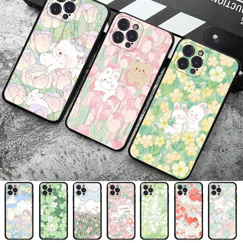 

Cartoon Cute Rabbit Phone Case For iPhone 14 11 12 13 Mini Pro XS Max Cover 6 7 8 Plus X XR SE 2020 Funda Shell