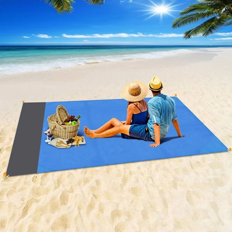Waterproof Pocket Portable Beach Blanket Folding Camping Mat Mattress Lightweight Mat 2x2.1m Outdoor Picnic Mat Sand Beach Mat