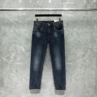 korean mens jeans top quality h luxury brand classic blue casual male pants summer light thin mid waist fashion denims