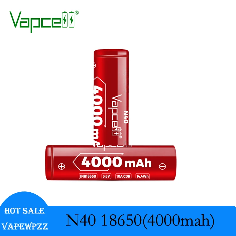 Аккумулятор Vapcell N40 18650, 4000 мАч, 10 А, 3,6 В
