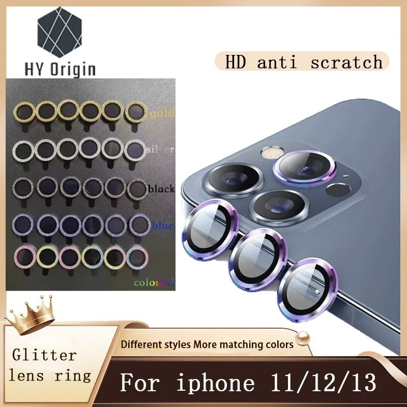 

For iPhone 11 12 13 Pro Max Lens Tempered Glass For iPhone 12pro 13pro 11Pro Max Metal Ring Protector Camera Lens Protector