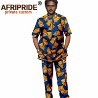 african clothing for men embroidery print shirts and pants set crop top blouse wax cotton bazin riche tracksuit clothes a2116002
