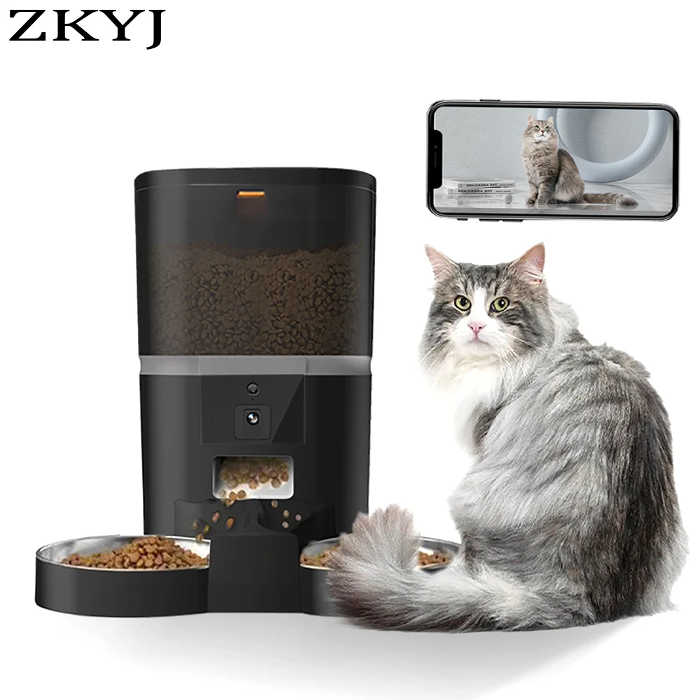 4L Automatic Cat Feeder Pet Feeder For 2 Small Animals Food Dispenser Dog Feeder With Camera Support Voice And Video Recording