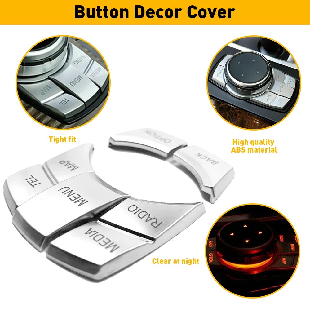 

7 шт., декоративные автомобильные наклейки на кнопки CD для BMW 1 2 3 5 6 7 серии X1 X3 X5 X6 с 7 кнопками iDrive