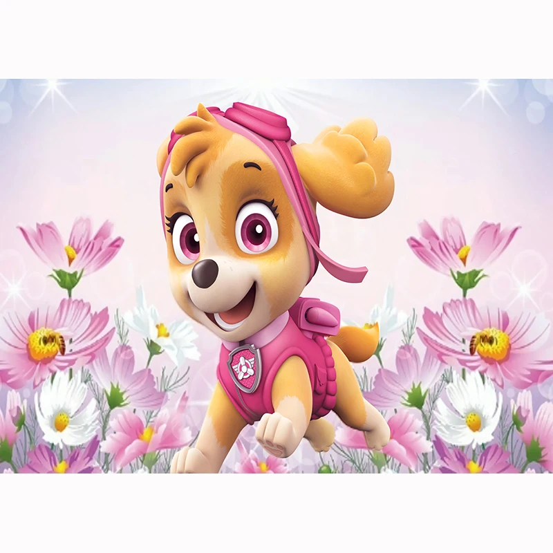 

Фон на заказ для вечеринки в честь Дня рождения мальчика девочки голубое небо мультфильм бегущая собака детский душ фотография розовый фон реквизит для фотобудки