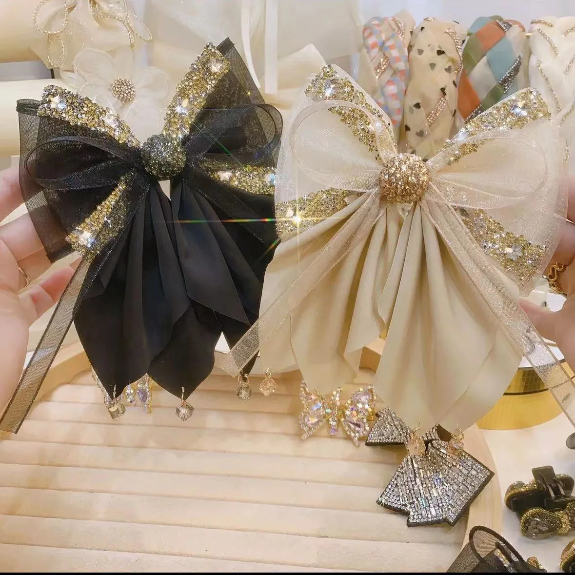 Ювелирные изделия со стразами и бантом заколка для волос элегантная новая