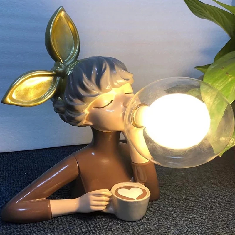 

Modern Minimalist Creativity Blowing Bubble Girl Table Lamp Colorful Home Decoration Study Room Friend Gift Bedroom Bedside Lamp