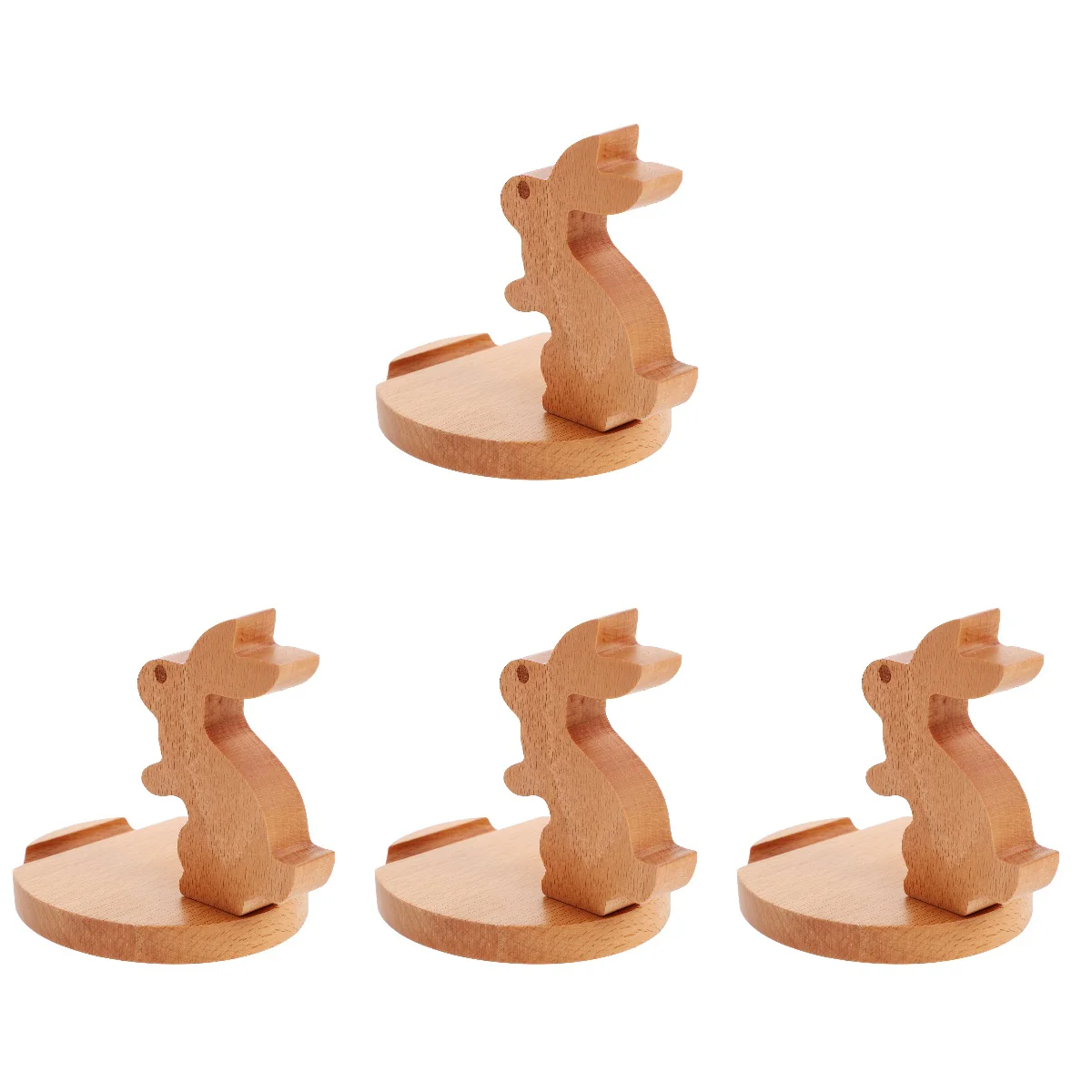 

4pcs Wooden Rabbit Cell Stand Novelty Holder Support Bunny Rack Desk Decoration