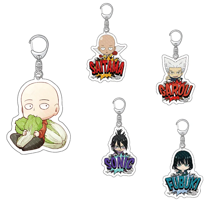Фото Акриловый брелок в стиле аниме One Punch Man Llavero, милая сумка, подвеска, подвеска, подарок друзьям, забавный брелок для ключей, милый сувенир Kingring №1