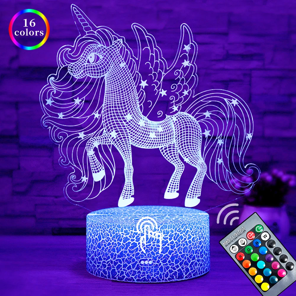 LED Unicorn Lamp Cute Night Light for Kids Gifts Colorful Lights Touch Remote Room Decor Night Lamp Kids Holiday Birthday Gift