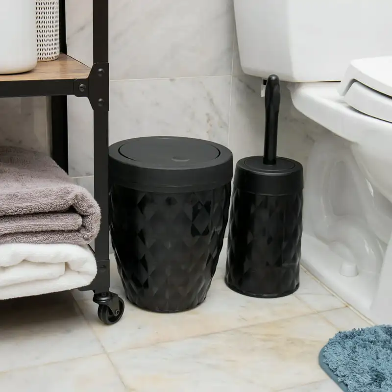 

Deluxe Black Collection Waste Bin Toilet Brush: Perfect for Any Bathroom