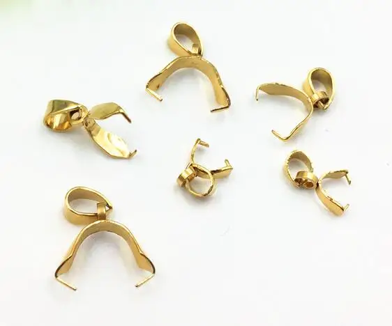 

10Sets 13/15/16/18mm 316L Stainless Steel Jewelry Making DIY Golden Plated Pinch Bails Clasps Set
