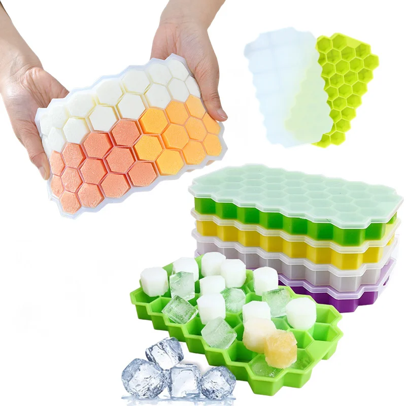 

37 Ice Cube Maker Ice Cube Tray With Lid Jelly Juice Mold Whiskey Accessories Kitchen Tools Silicone Ice Mold molde silicona