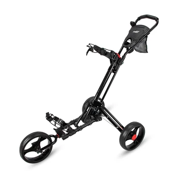PLAYEAGLE Foldable 3 Wheels Push Swivel Pull Cart Golf Trolley with Umbrella Stand Golf Cart Bag Carrier 1