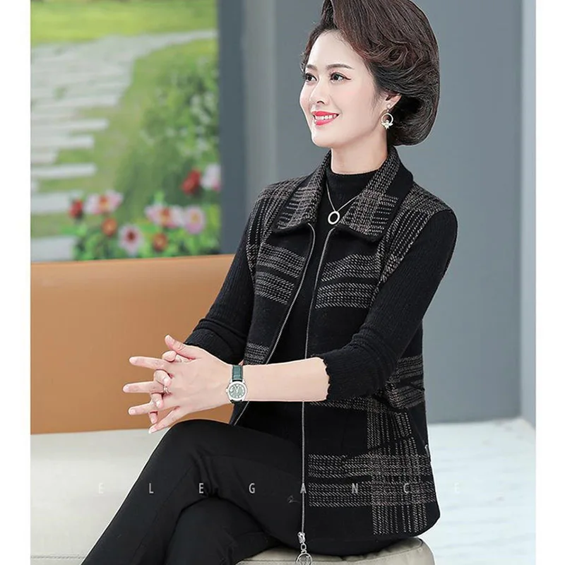 Женский жилет на молнии Осенний Свободный кардиган большого размера 4XL