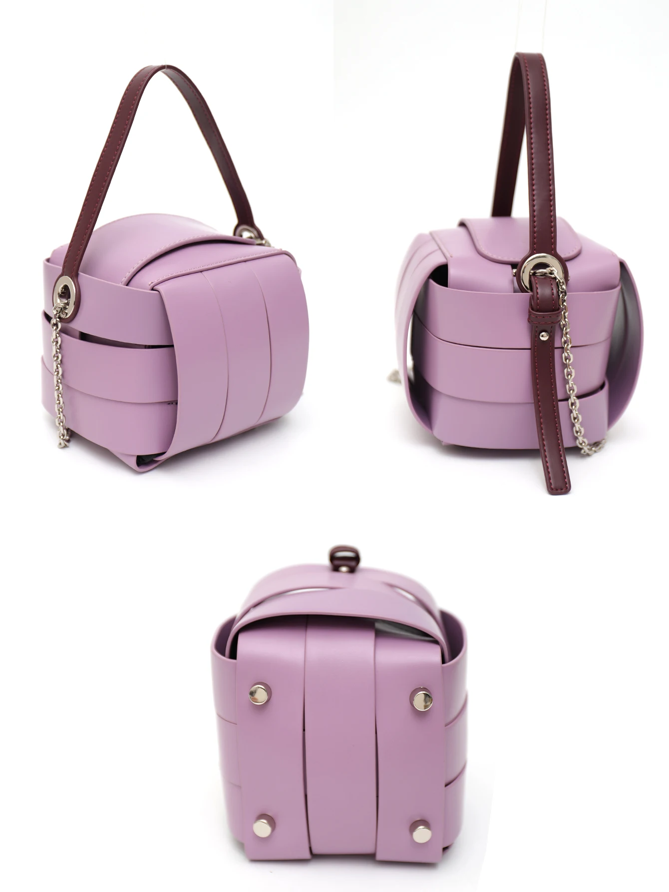 CEZIRA Fashion Chic Design Women Top-handle Bags Flap Square Shoulder Handbags PU Leather Patchwork Long Chain Cross Body Purses