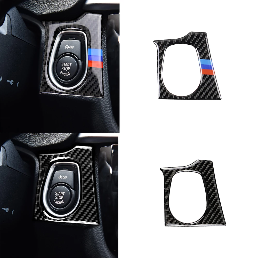 Carbon Fiber Stickers for BMW F30 F34 3 Series GT Car Start Stop Engine Button Cover Interior Decorative Accessories