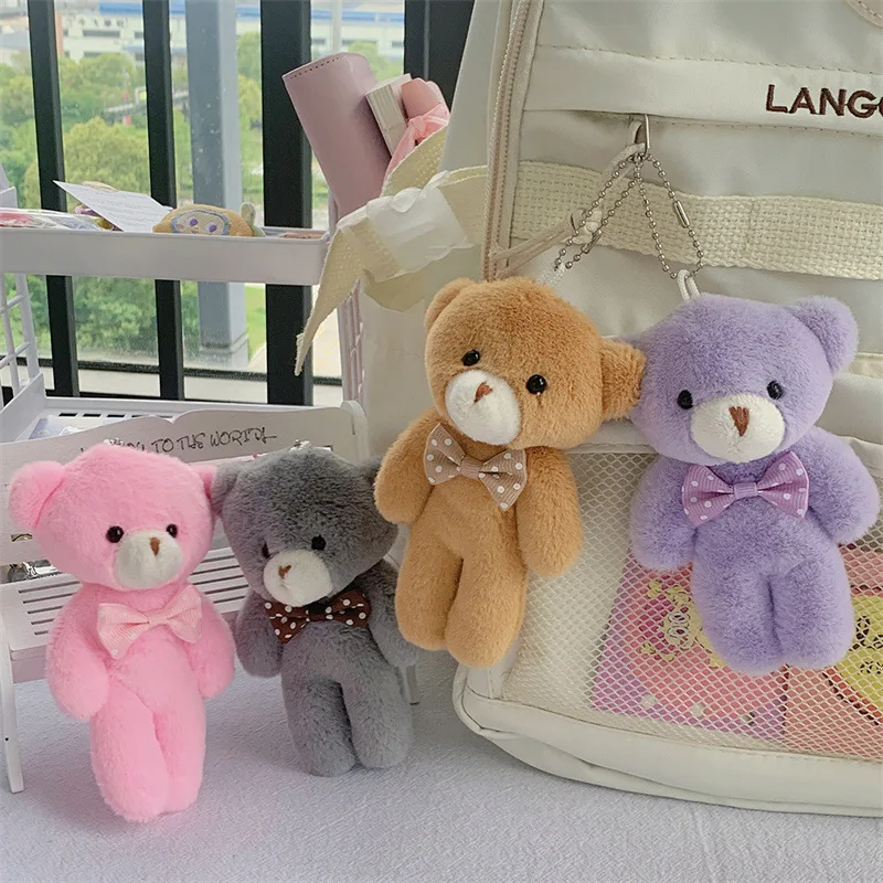 

Cartoon Kawaii Multi-color Bow Bear Plush Doll KeyChain Pendant Creative Fashion Trend Cute Bear Bag Pendant Birthday Gifts