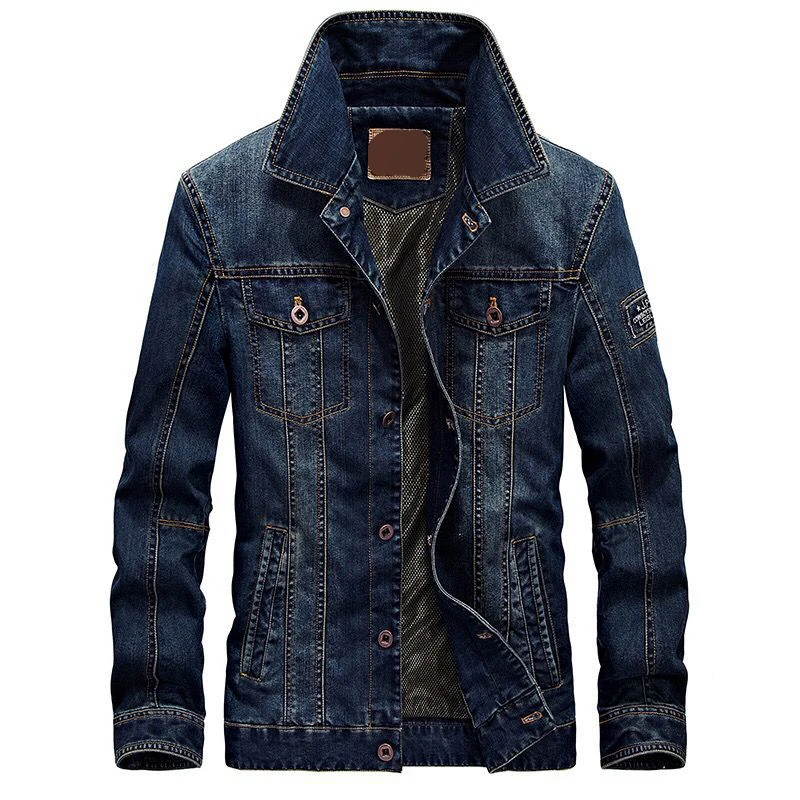 Мужская джинсовая куртка на пуговицах Повседневная однобортная Свободная из