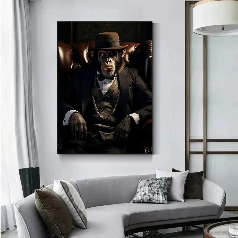 Абстрактная печать на холсте Мавпочка для курения сигарет настенная живопись