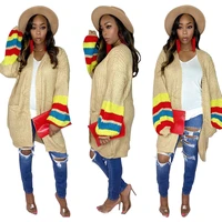 european and american womens clothing sexy streetwear casual fashion color blocking sweater jacket