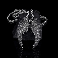 vintage 316l stainless steel angel wings necklace men fashion biker punk hip hop party men necklace chain jewelry wholesale