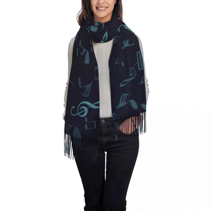 

Music Notes Treble Clef Women Scarf Winter Shawl and Wrap Bandana Tassel Female