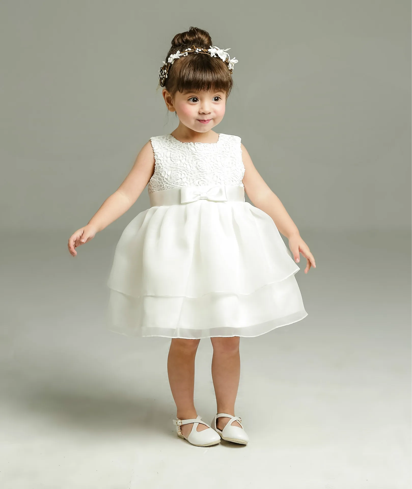 

rose flower baby girl dress beige satin belt baby dresses girl clothing for birthday christening vestido infantil 3-24M