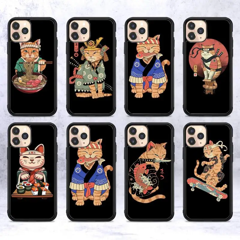 

Japanese Cat Phone Case Silicone PC+TPU Case For iPhone 14 11 12 13 Pro Max 8 7 6 Plus X XR Hard Fundas